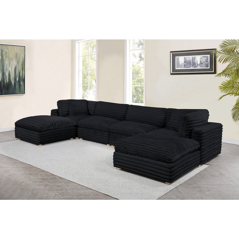 6-Piece Corduroy Modular Sectional, Black