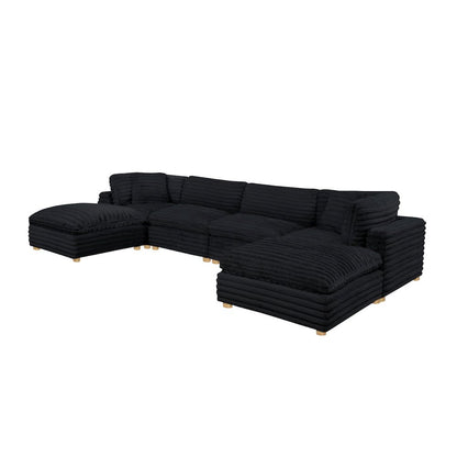 6-Piece Corduroy Modular Sectional, Black