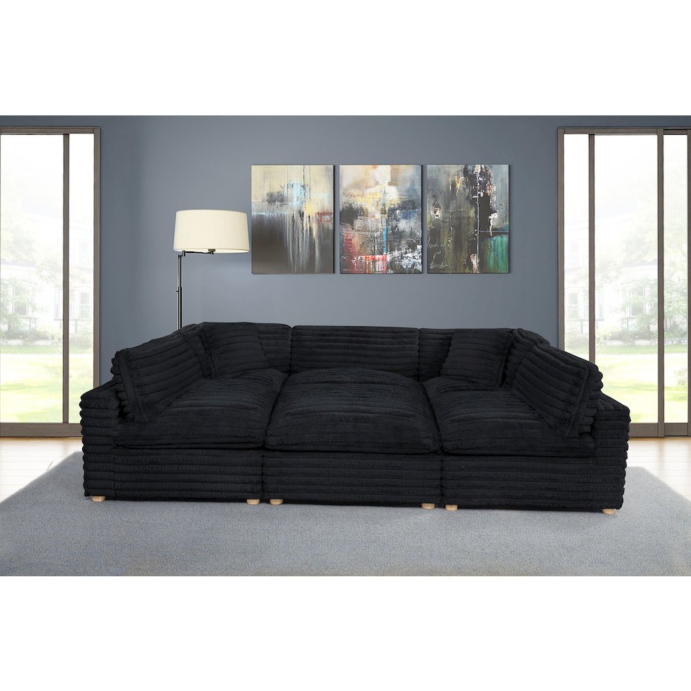 6-Piece Corduroy Modular Sectional, Black
