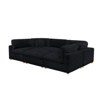 6-Piece Corduroy Modular Sectional, Black
