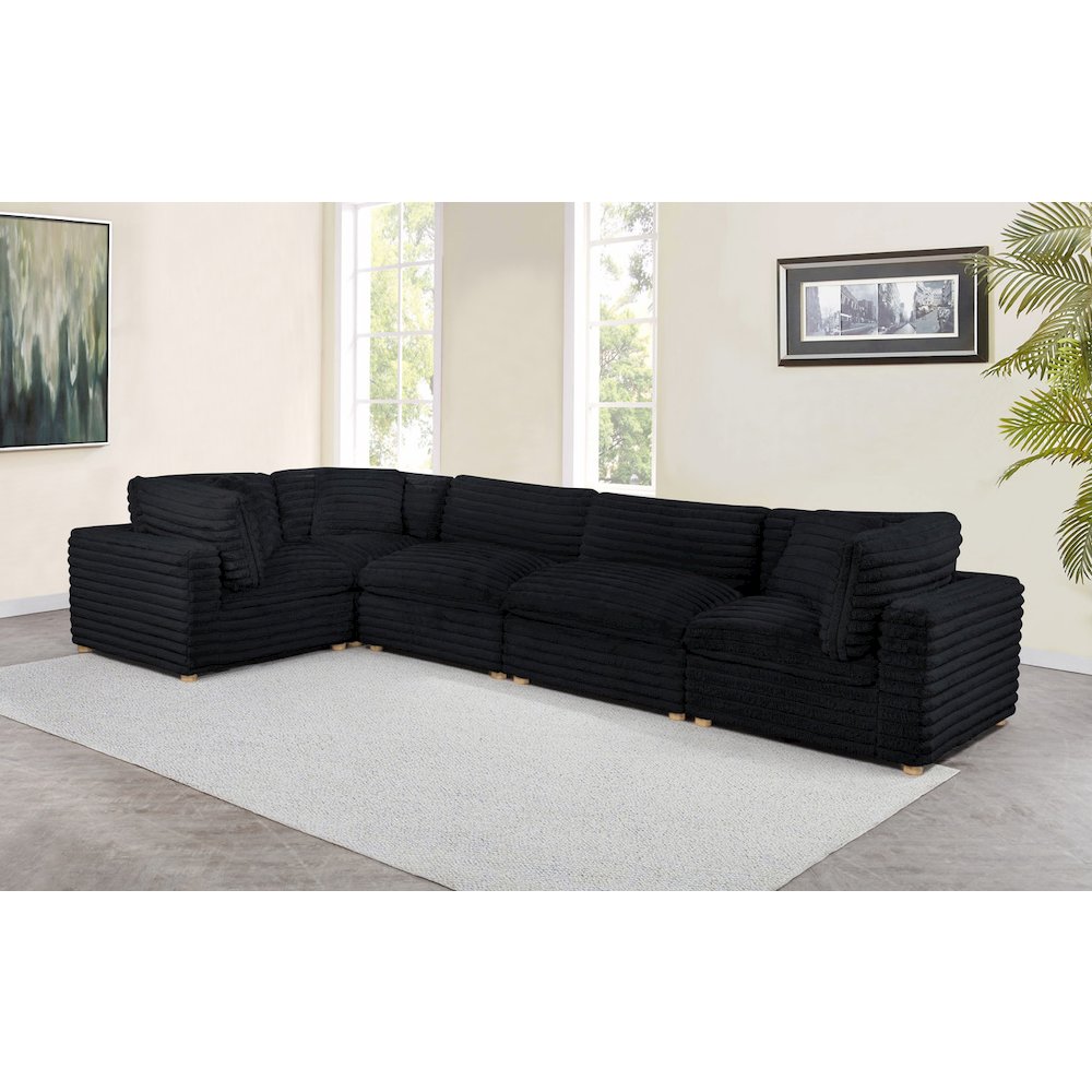 5-Piece Corduroy Modular Sectional, Black