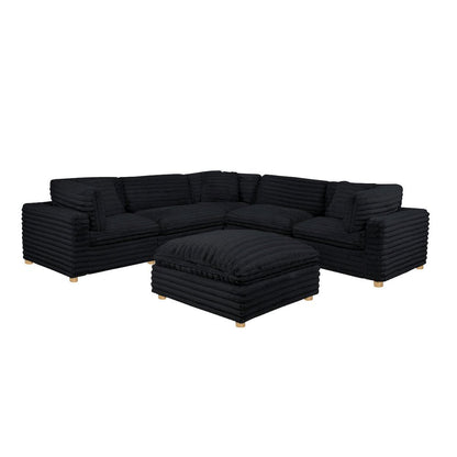 6-Piece Corduroy Modular Sectional, Black
