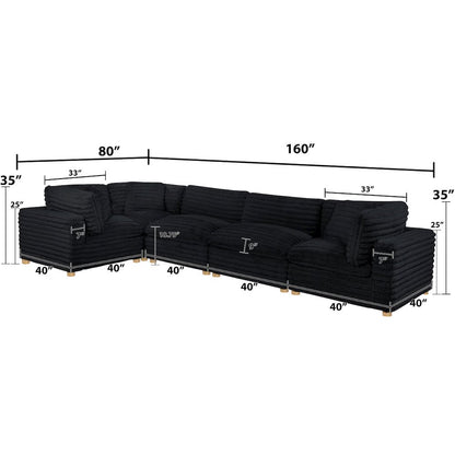 5-Piece Corduroy Modular Sectional, Black
