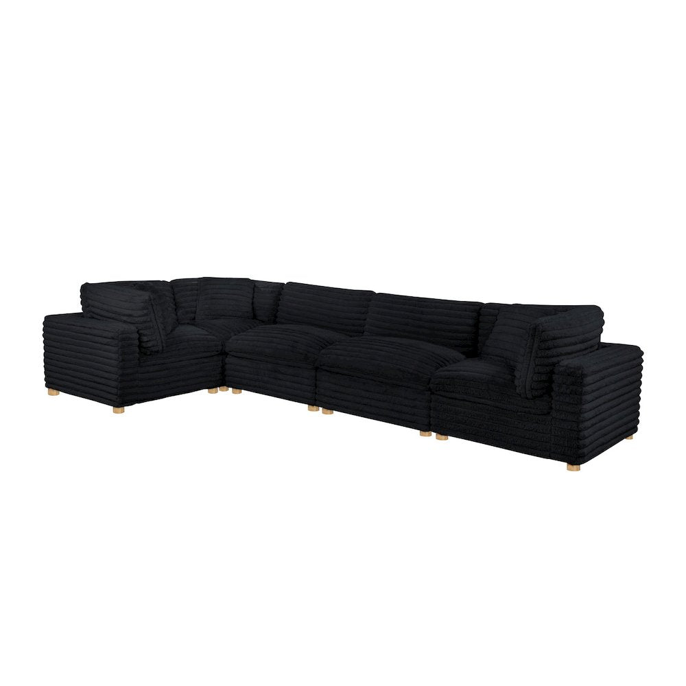 5-Piece Corduroy Modular Sectional, Black