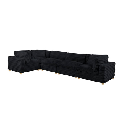 5-Piece Corduroy Modular Sectional, Black