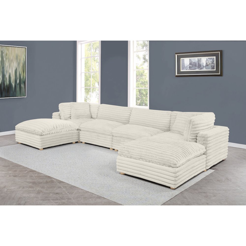 6-Piece Corduroy Modular Sectional, Beige