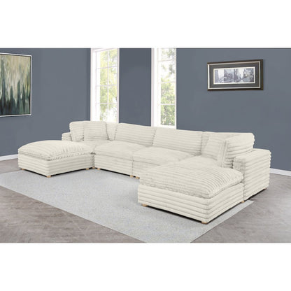 6-Piece Corduroy Modular Sectional, Beige