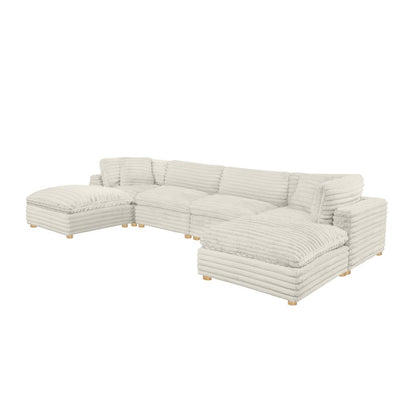 6-Piece Corduroy Modular Sectional, Beige