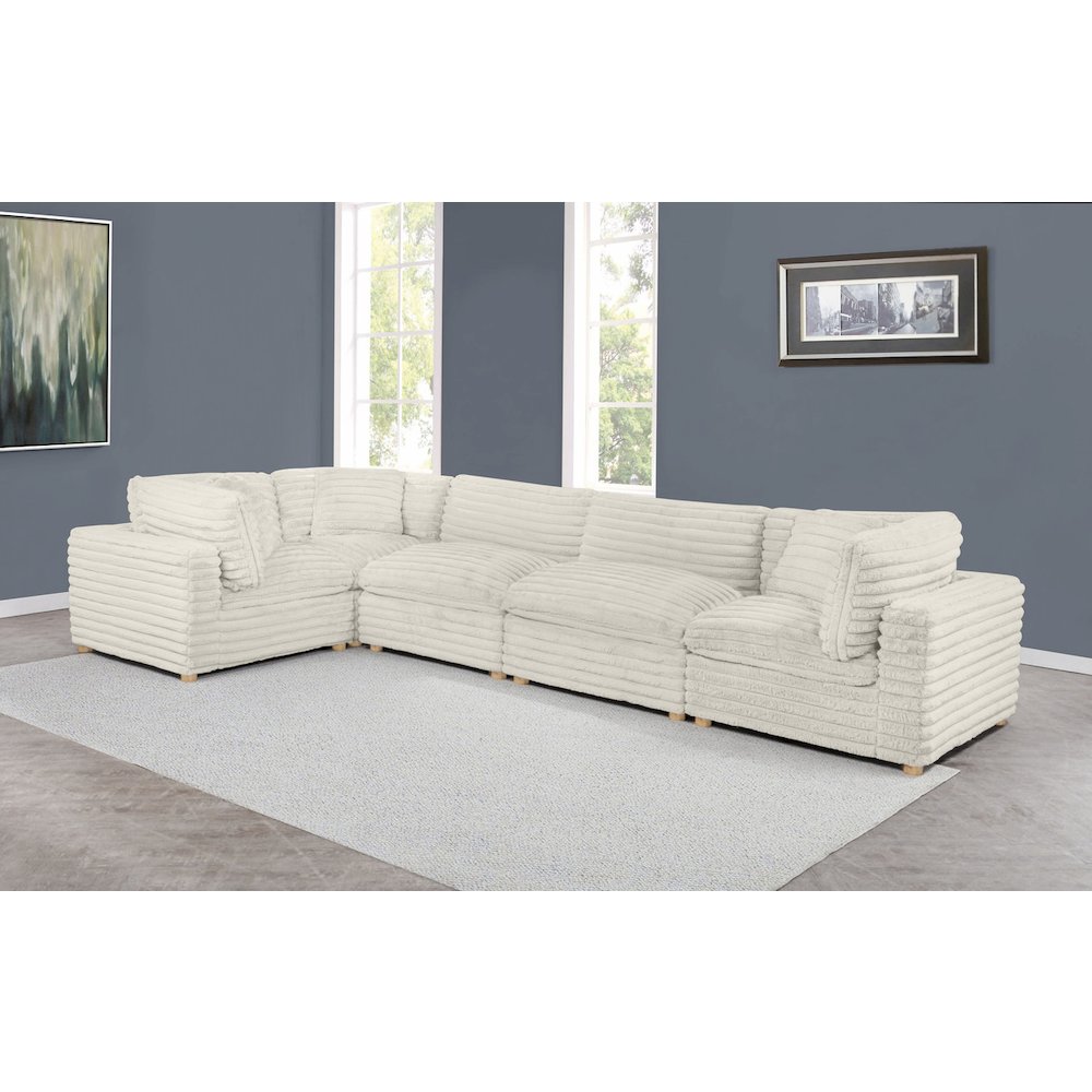 5-Piece Corduroy Modular Sectional, Beige