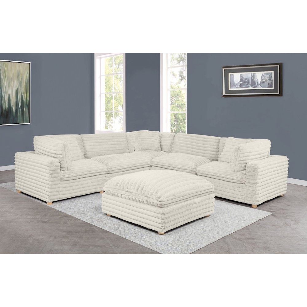 6-Piece Corduroy Modular Sectional, Beige