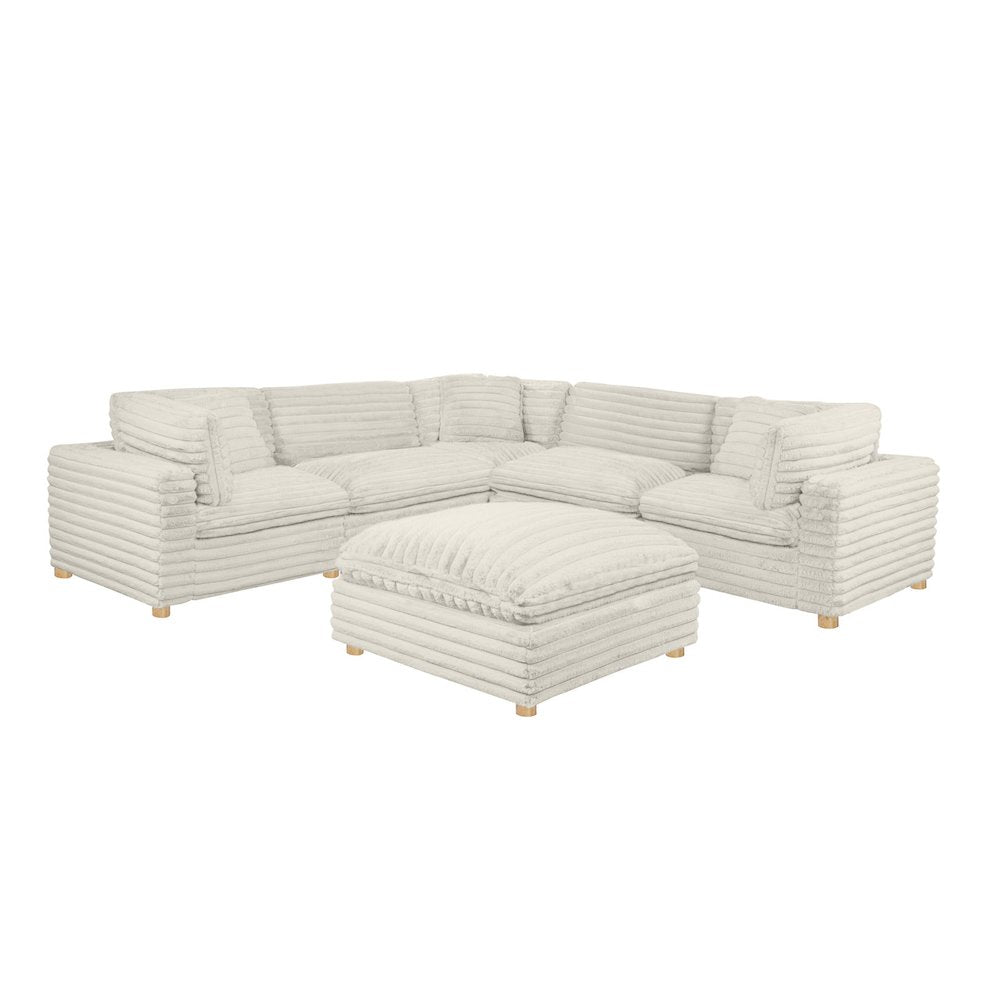 6-Piece Corduroy Modular Sectional, Beige