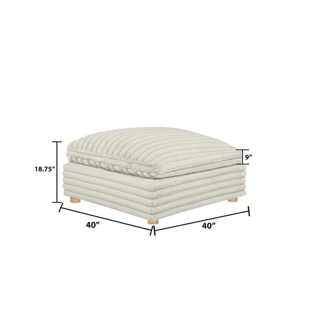 Corduroy Modular Ottoman, Beige