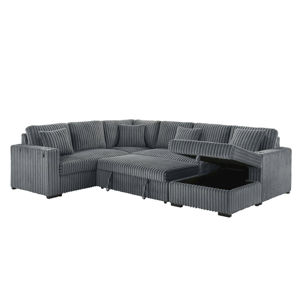 Best Quality Furniture 3-Piece Cordurory Velvet Sectional