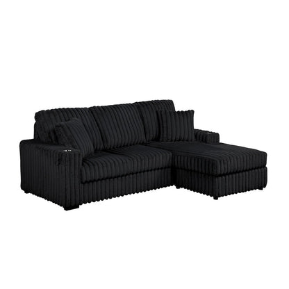 Corduroy Sectional w/ Reversible Ottoman