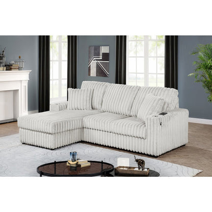 Corduroy Sectional w/ Reversible Ottoman