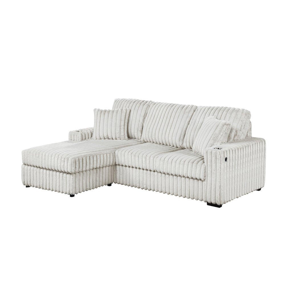 Corduroy Sectional w/ Reversible Ottoman
