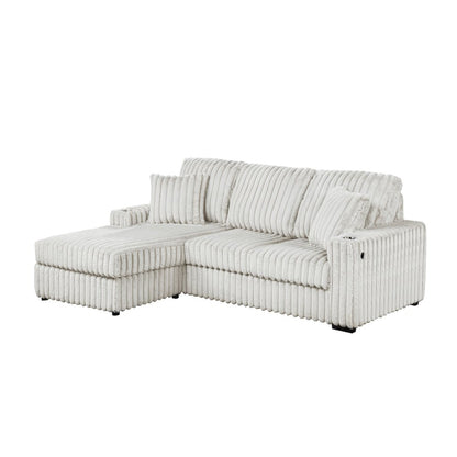 Corduroy Sectional w/ Reversible Ottoman