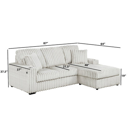 Corduroy Sectional w/ Reversible Ottoman