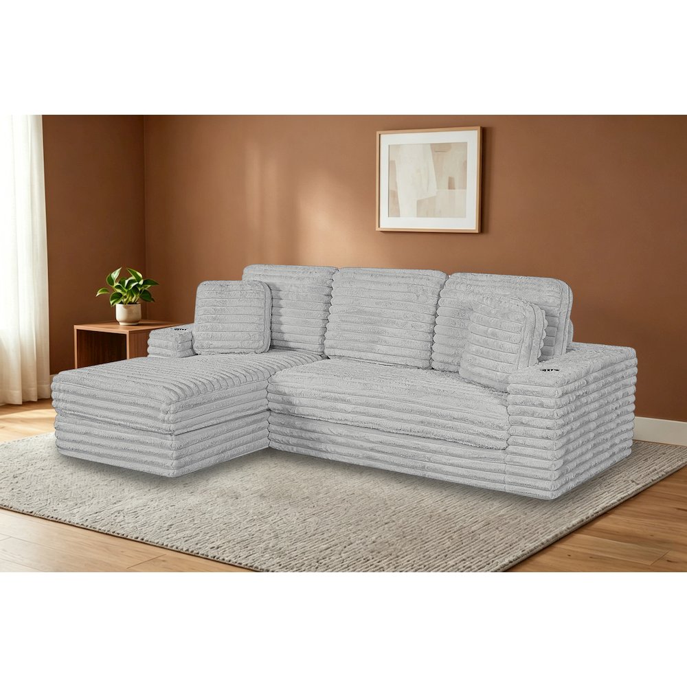 2pc Compressed Sectional Left Chase Light Gray