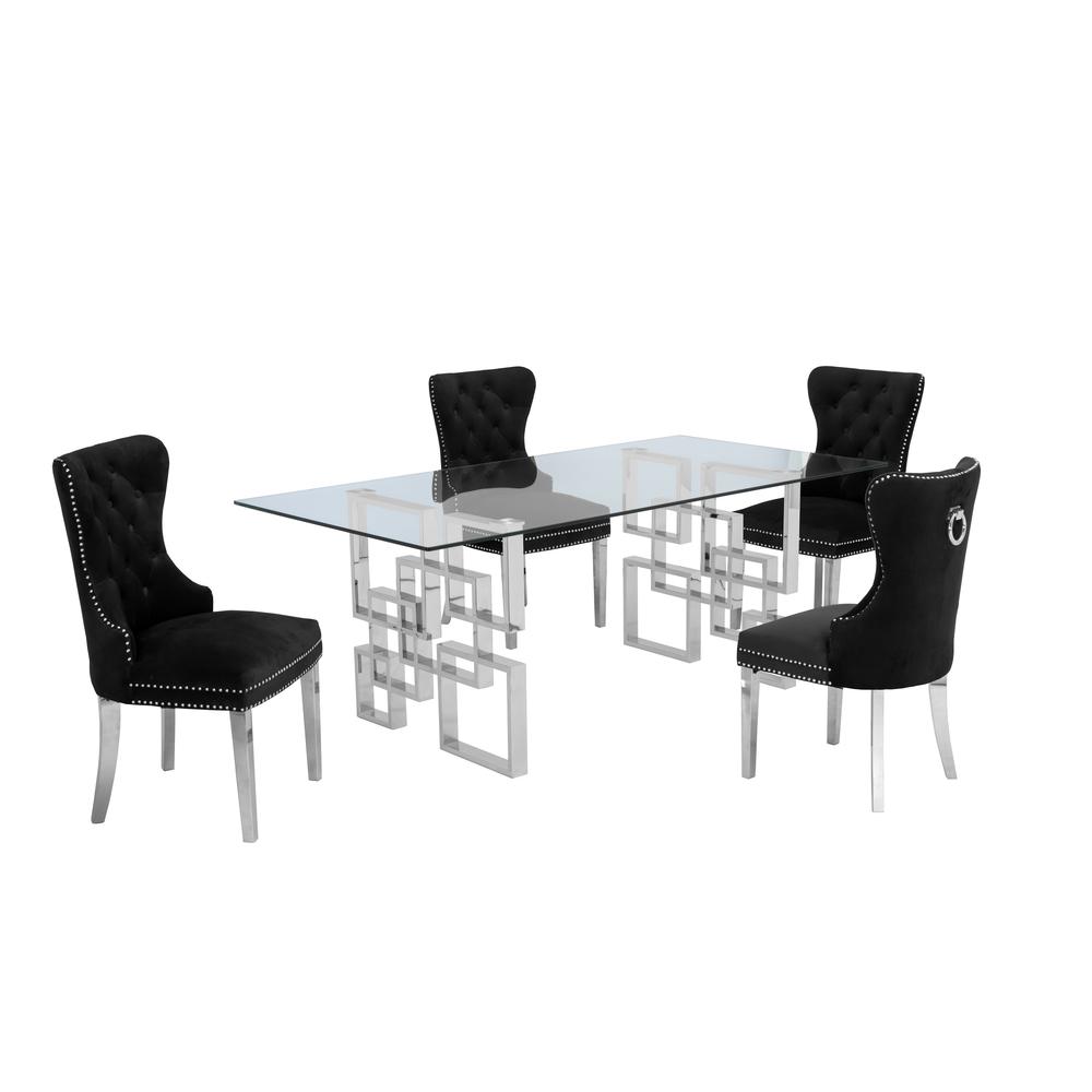 Stainless Steel 5 Piece Dining Set, Black Velvet 554
