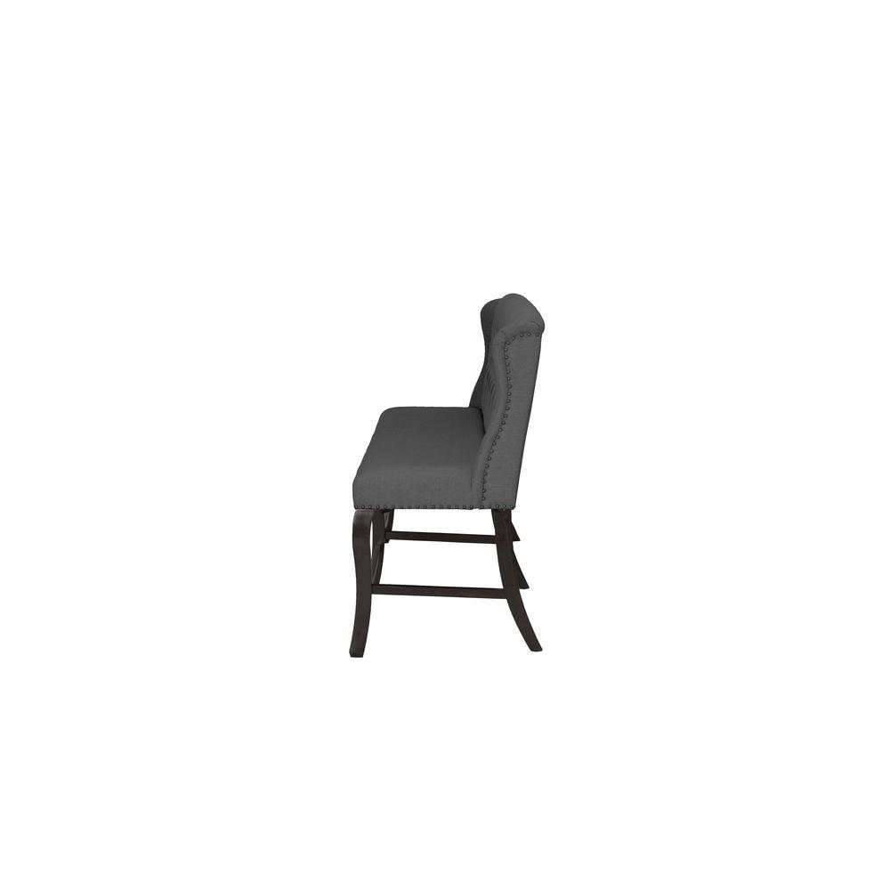 Counter Height Upholstered Bench with Backrest, Tufted Buttons, and Nailhead Trim