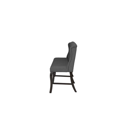 Counter Height Upholstered Bench with Backrest, Tufted Buttons, and Nailhead Trim