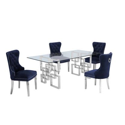 Stainless Steel 5 Piece Dining Set, Navy Velvet 547