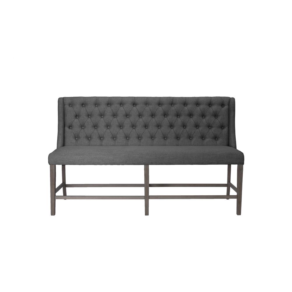 Classic Counter Height Upholstered Bench with Backrest and Tufted Buttons