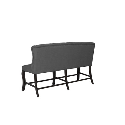 Counter Height Upholstered Bench with Backrest, Tufted Buttons, and Nailhead Trim