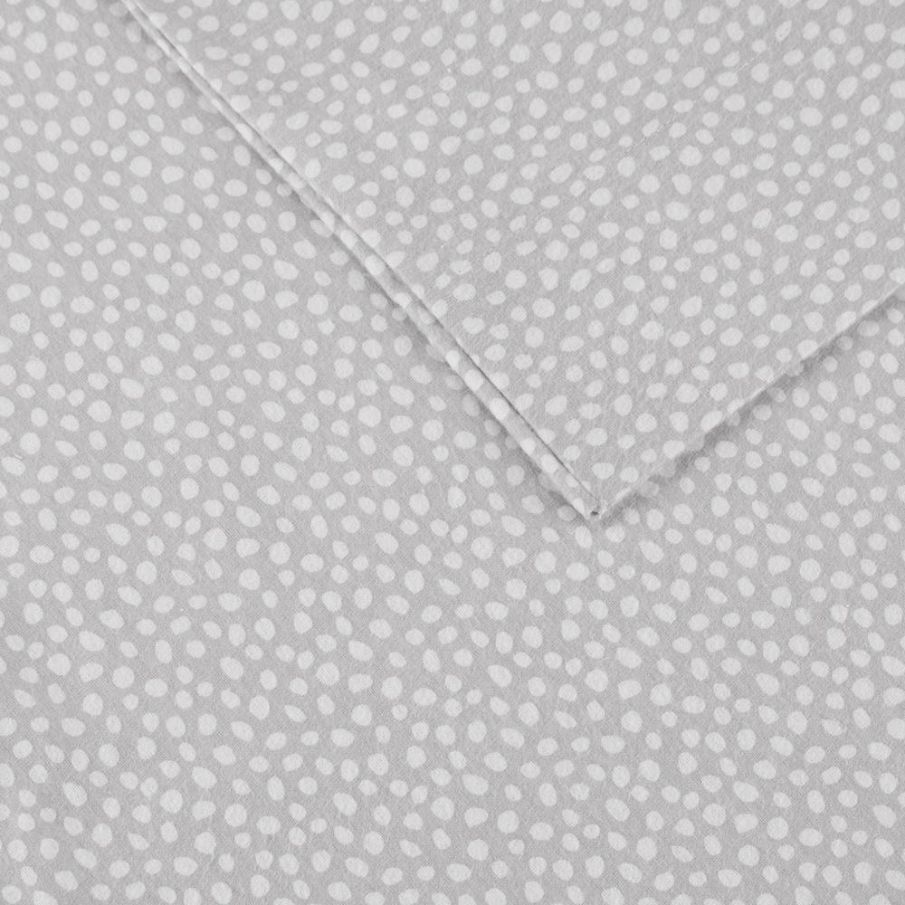 Cozy Flannel Printed Sheet Set, Grey Dots color