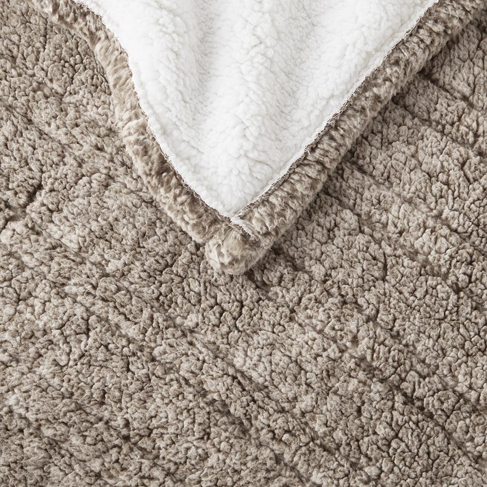 Marbled Sherpa Heated Throw, Grey color