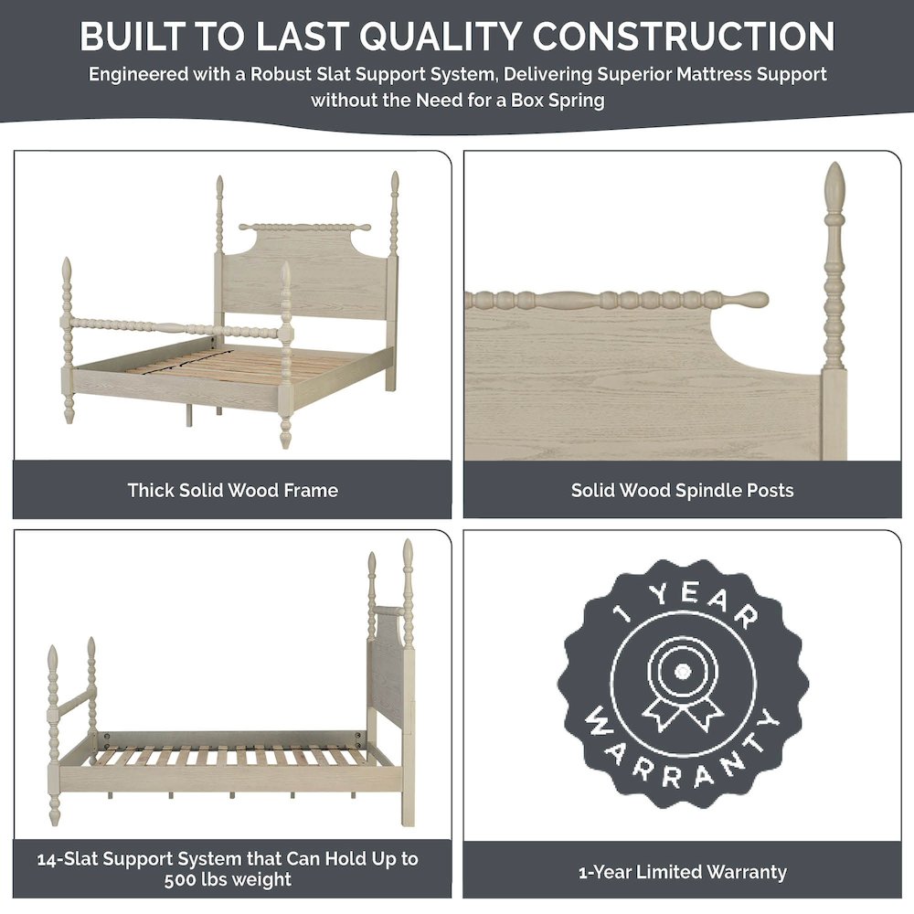 Beckett Turned Wood Spindle Bed, Morocco Brown color