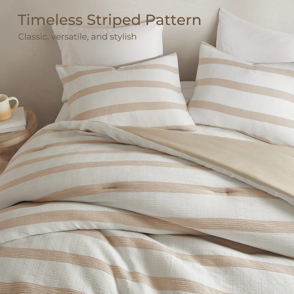Merritt Yarn-dyed striped comforter, Taupe color