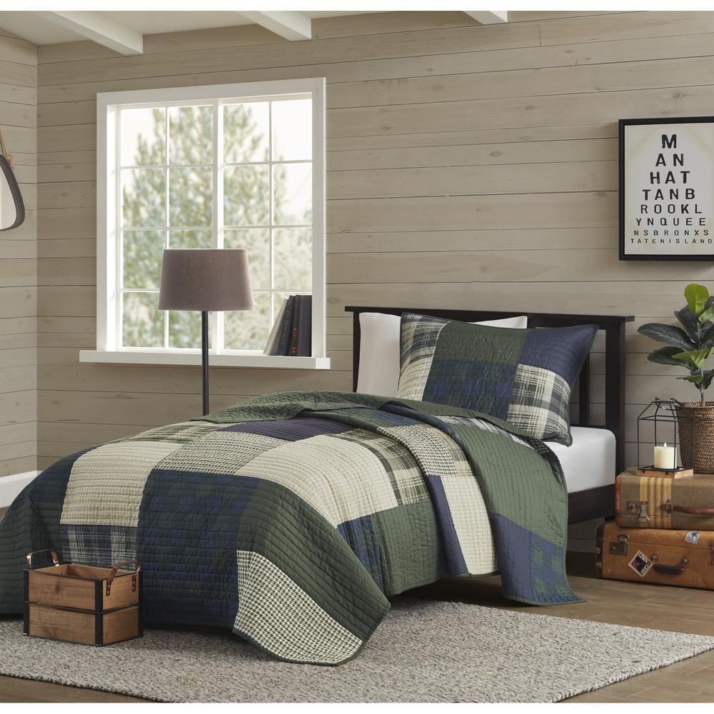 Mill Creek Oversized Cotton Quilt Set, Green color
