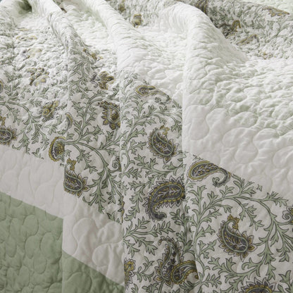 6 Piece Cotton Percale Quilt Set with Throw Pillows
