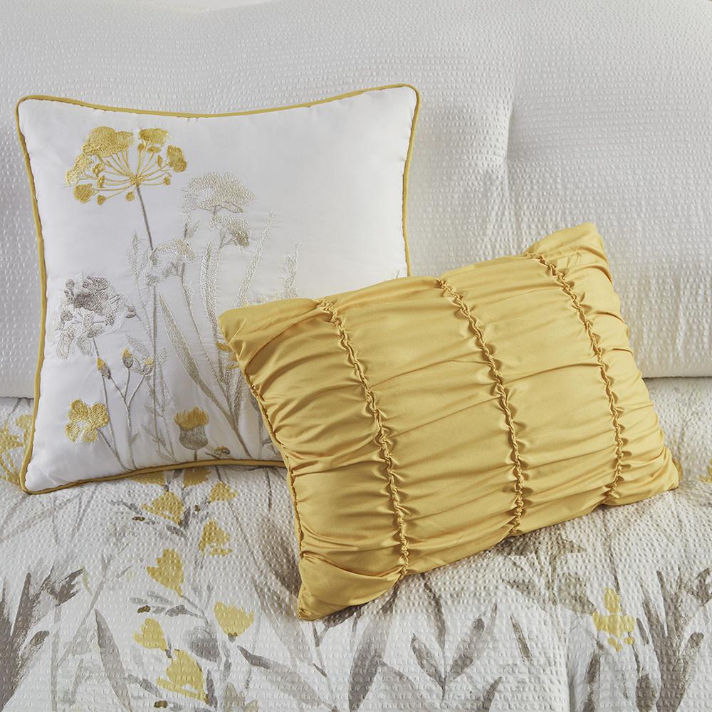 5 Piece Seersucker Comforter Set with Throw Pillows