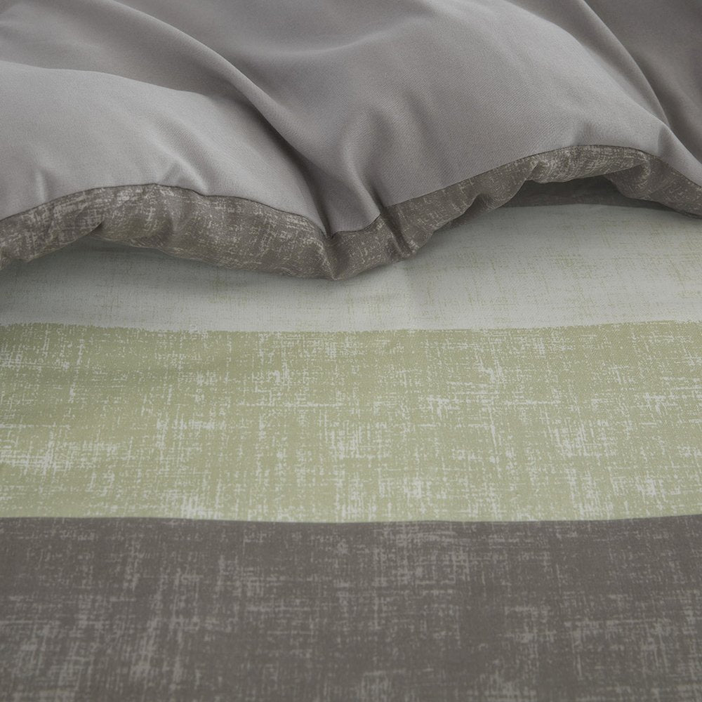 Jaxon Stripe Comforter Set with Bed Sheets, Green/Grey color
