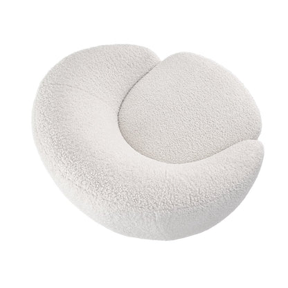 Jessel Shearling Sherpa Swivel Chair with Wood Base in Cream Color