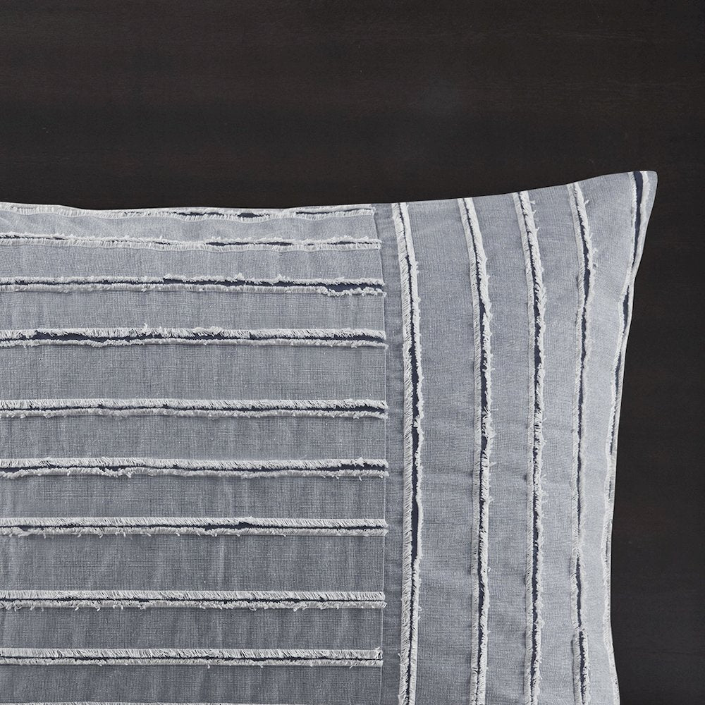 Cotton Clipped Jacquard Comforter Set with Euro Shams and Throw Pillows