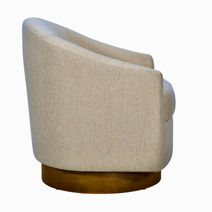 Upholstered Swivel Chair with Wood Base