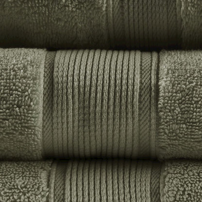 100% Cotton Bath 8 Piece Set in Olive Green