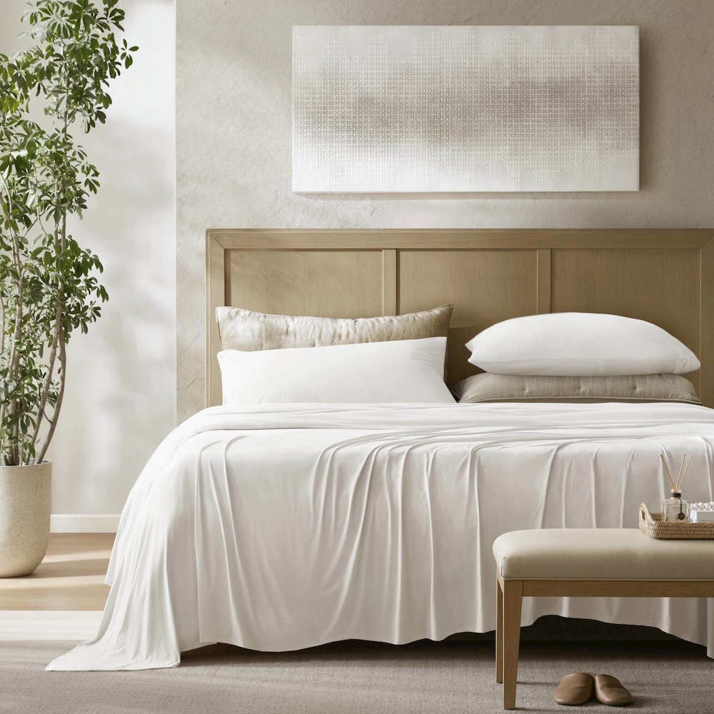 Stretch Jersey Sheet Set, White color
