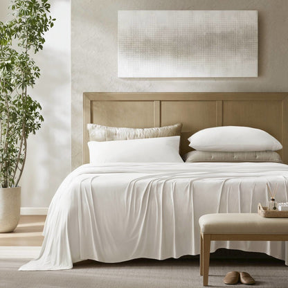 Stretch Jersey Sheet Set, White color