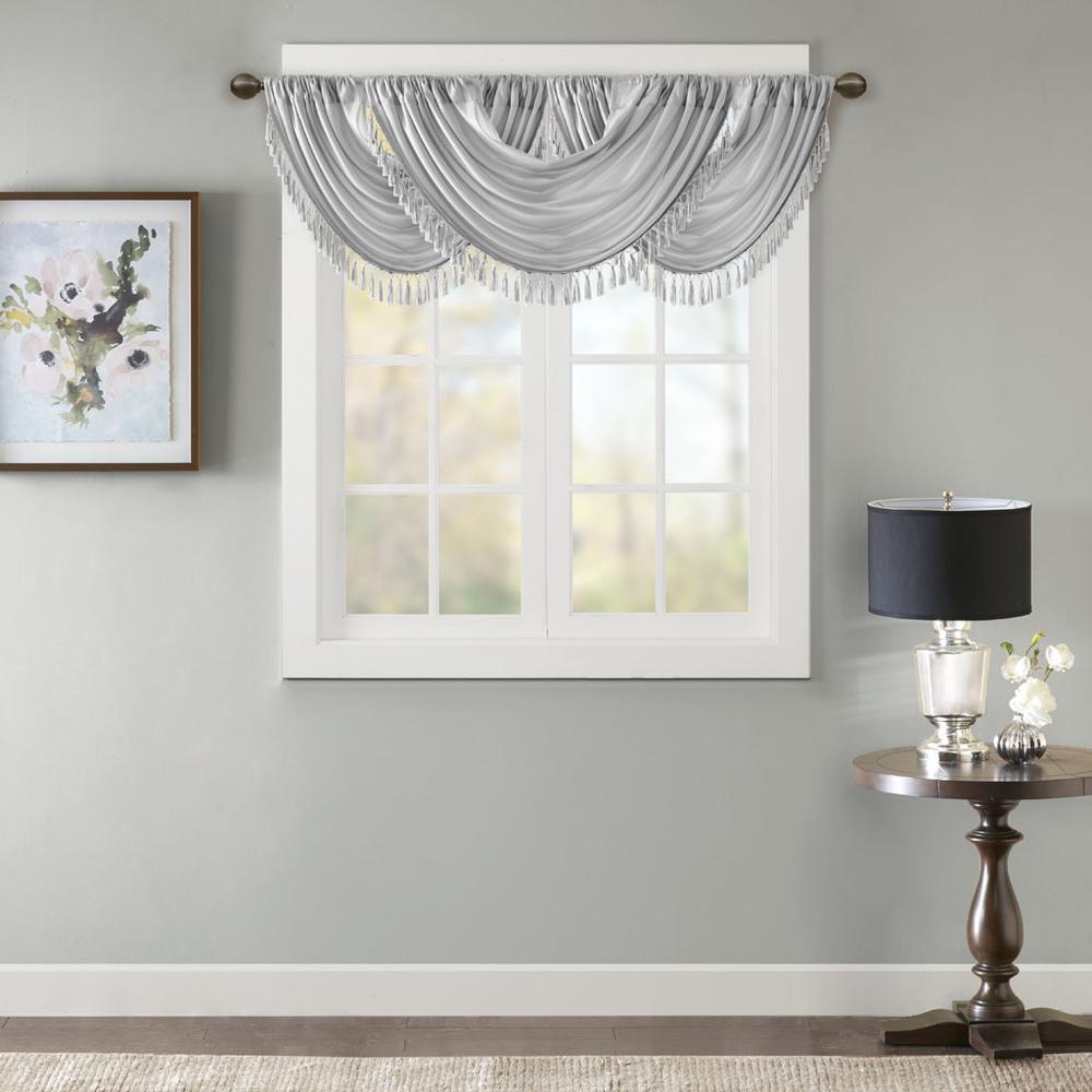 Faux Silk Waterfall Embellished Valance