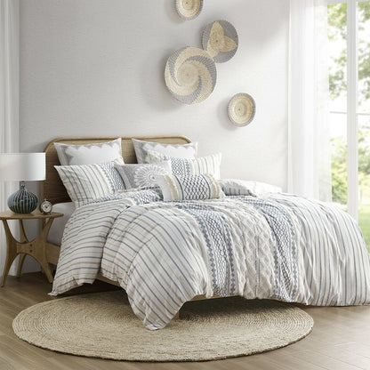 Cotton Printed Duvet Cover Set with Chenille