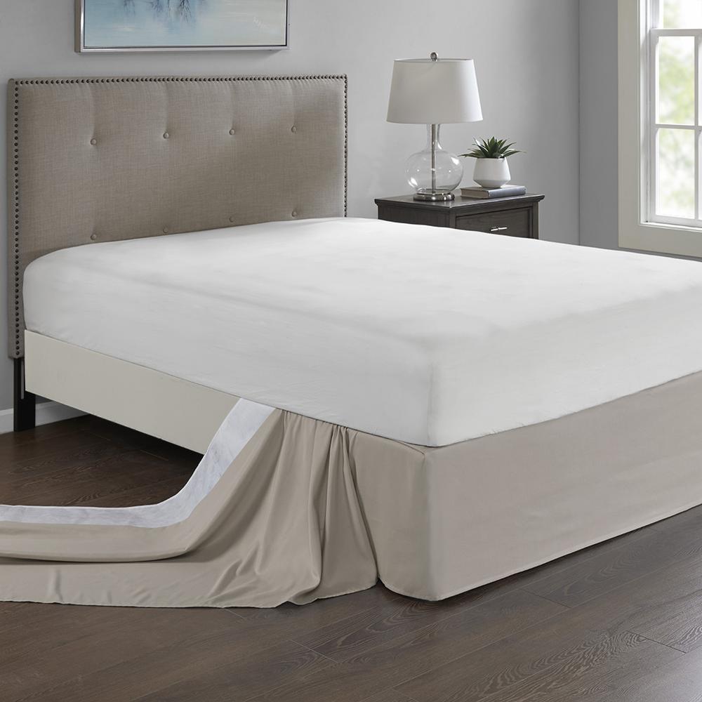 Simple Fit Wrap Around Adjustable Bedskirt, Khaki color