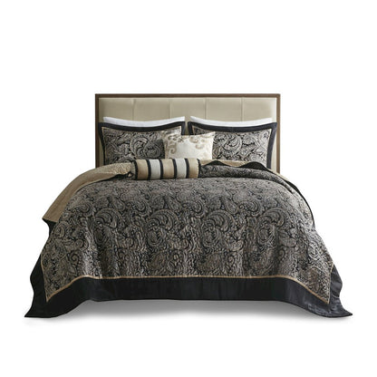 5 Piece Jacquard Bedspread Set with Throw Pillows