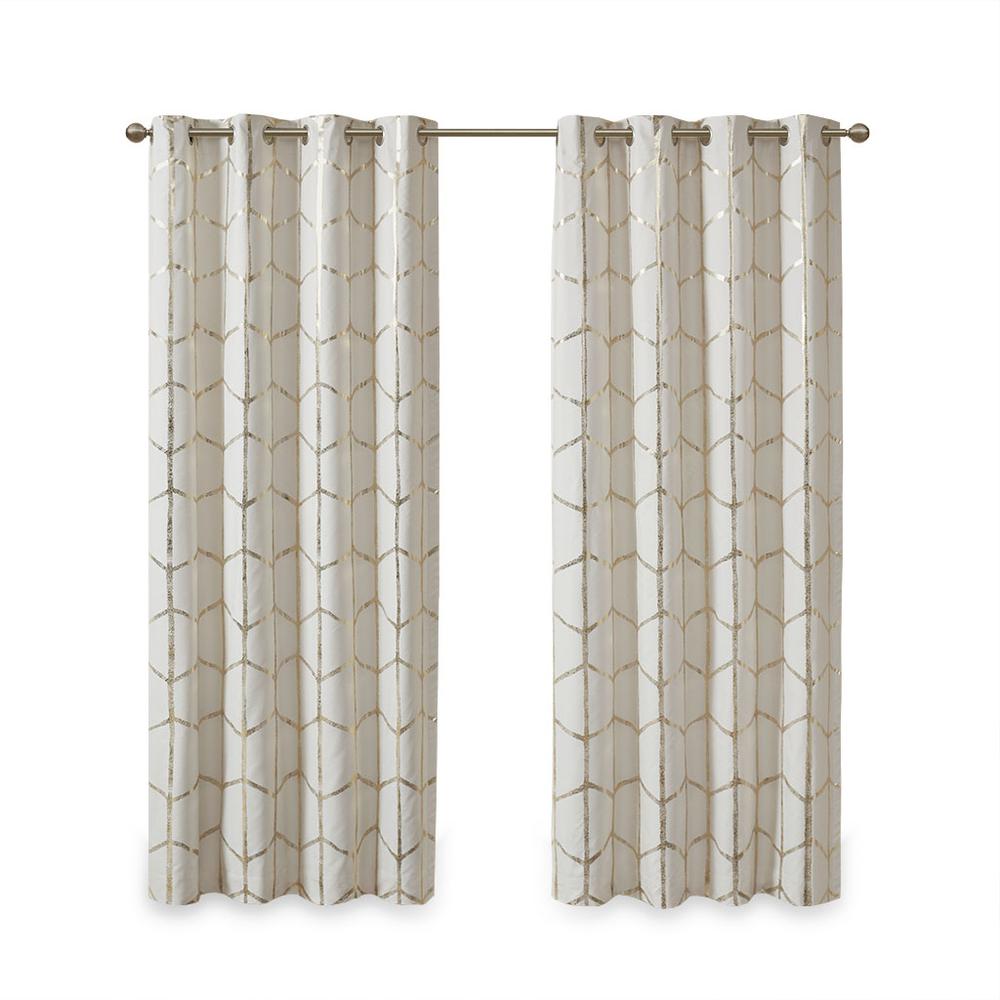 Total Blackout Metallic Print Grommet Top Curtain Panel