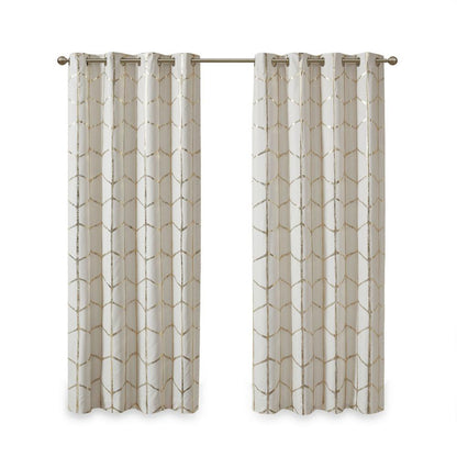 Total Blackout Metallic Print Grommet Top Curtain Panel