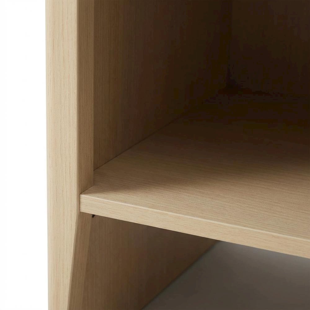 Rattan Accent Side Table with Drawer Storage and Open Shelf